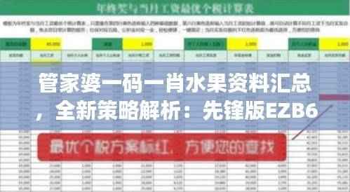 管家婆一码一肖水果资料汇总，全新策略解析：先锋版EZB674.54