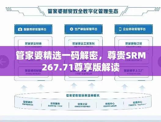 管家婆精选一码解密,尊贵SRM267.71尊享版解读