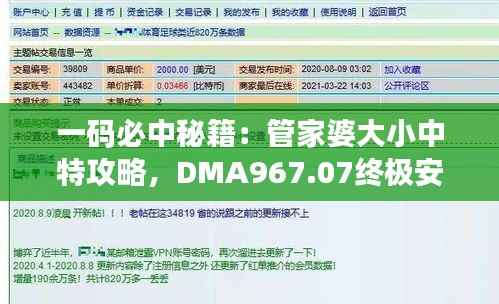 一码必中秘籍：管家婆大小中特攻略，DMA967.07终极安全解析