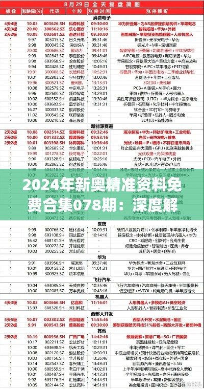 2024年新奥精准资料免费合集078期:深度解析及JVD531.6版内容全解