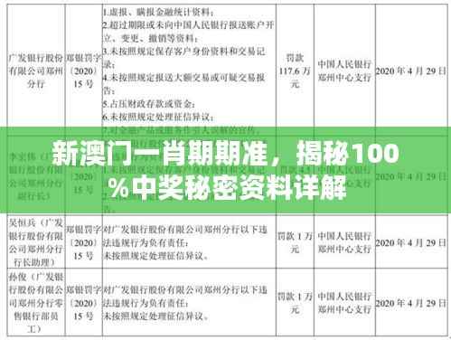 新澳门一肖期期准,揭秘100%中奖秘密资料详解