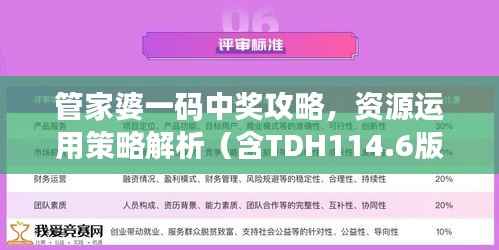 管家婆一码中奖攻略,资源运用策略解析(含TDH114.6版)