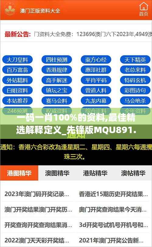 一码一肖100%的资料,最佳精选解释定义_先锋版MQU891.94