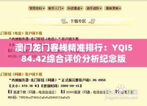 澳门龙门客栈精准排行：YQI584.42综合评价分析纪念版