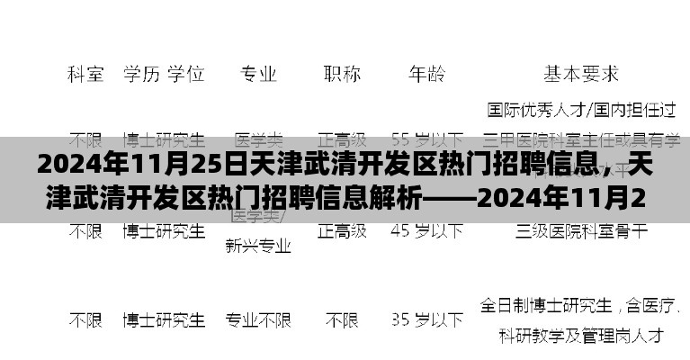 天津武清开发区热门招聘信息解析,2024年11月概览