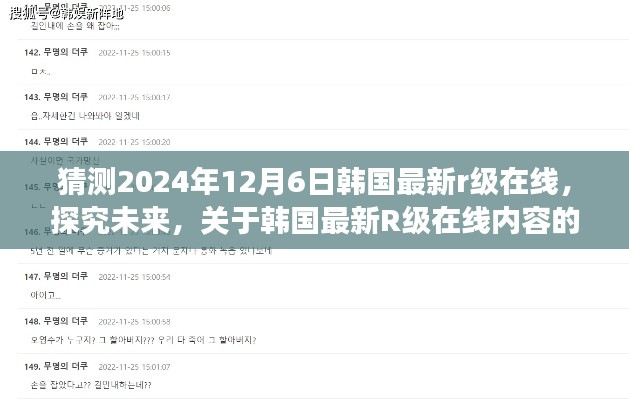 关于韩国最新R级在线内容展望，涉黄问题的深度探讨（预测至2024年）