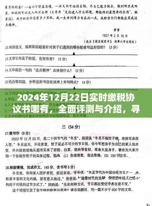关于实时缴税协议书的全面评测与介绍,寻找最佳协议,针对2024年12月22日的详细解析