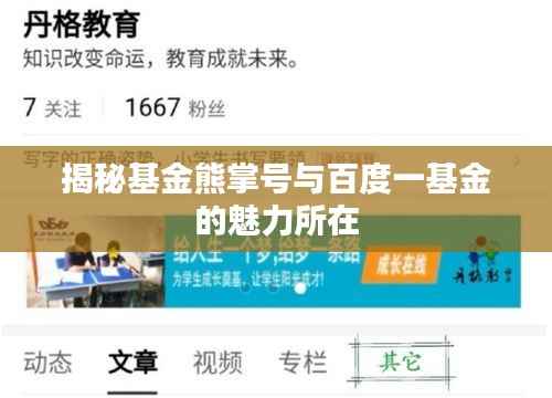 揭秘基金熊掌号与百度一基金的魅力所在